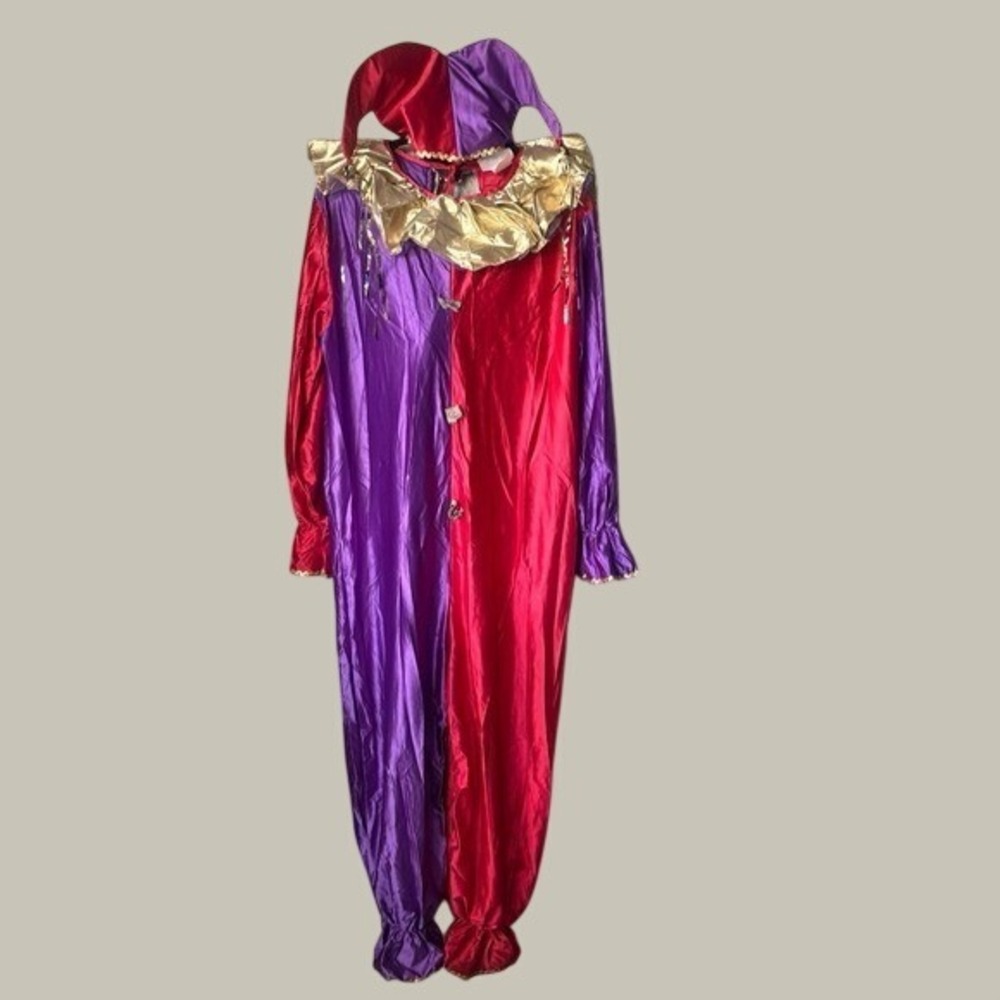 Adult Jester Jumpsuit Costume Medium